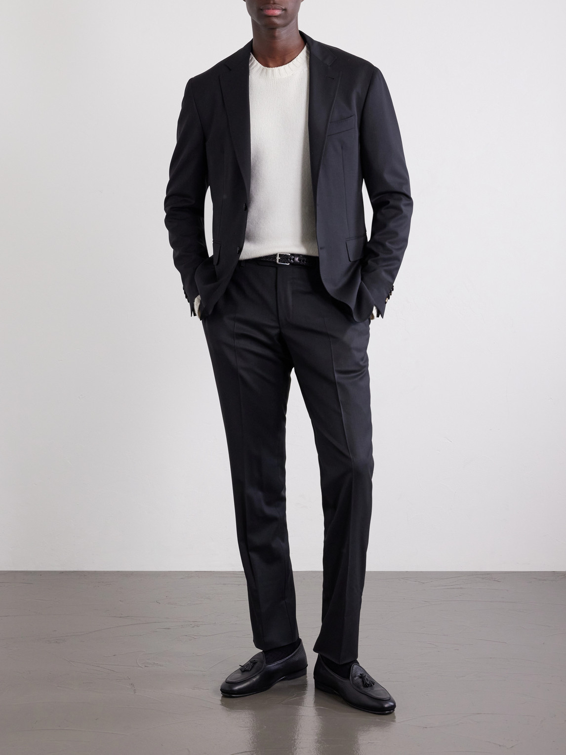 Tapered Wool-Blend Twill Suit Trousers Slim-Fit