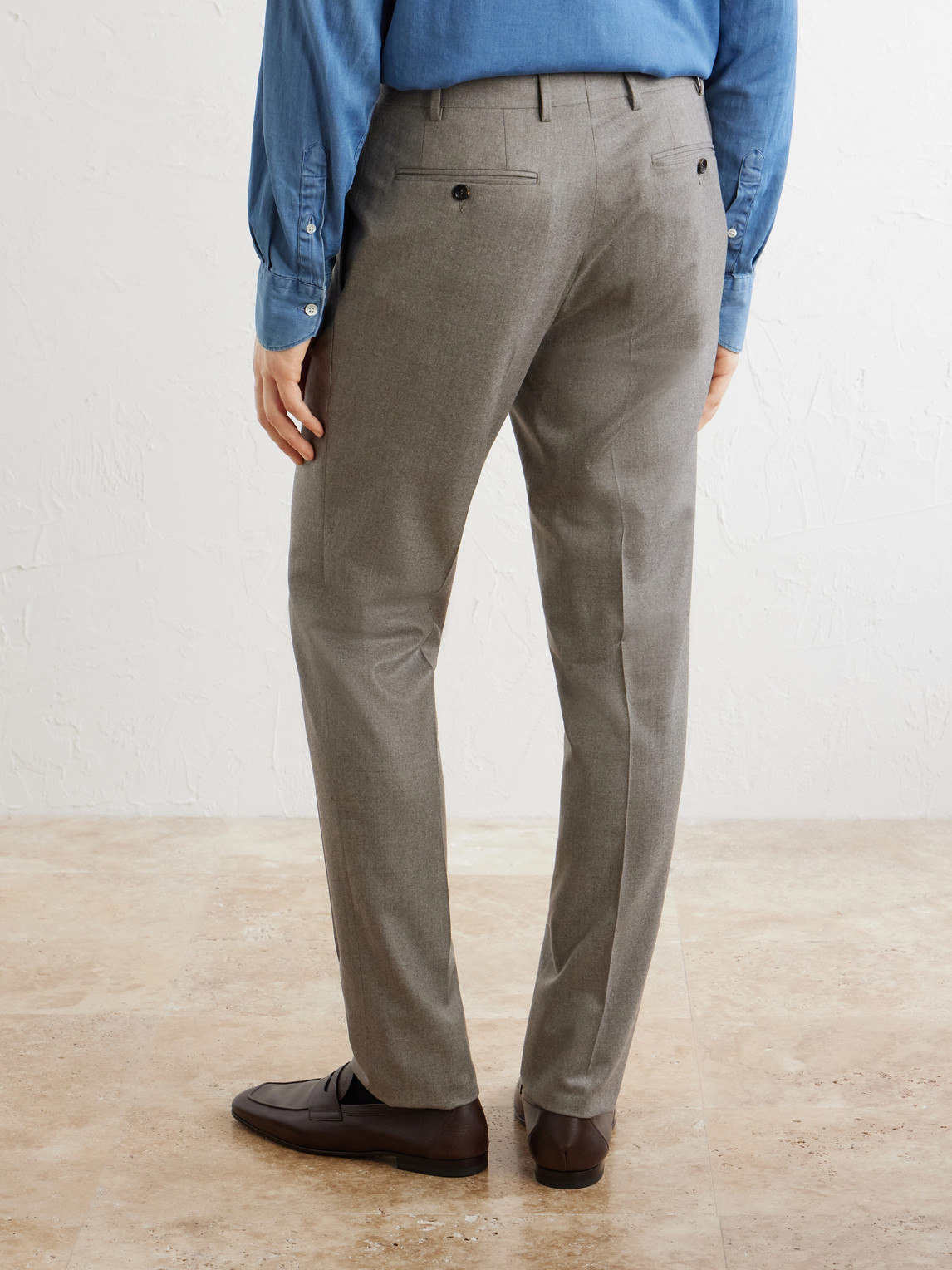 Wool-Flannel Suit Trousers Slim-Fit