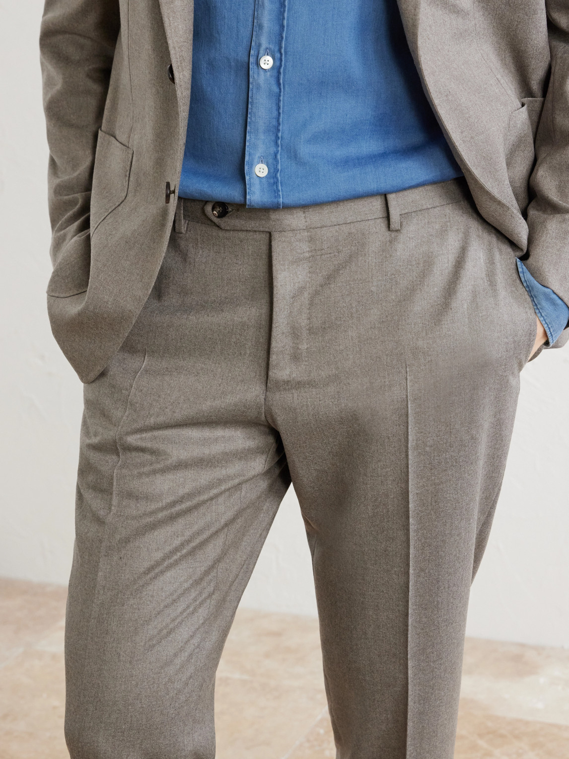 Wool-Flannel Suit Trousers Slim-Fit