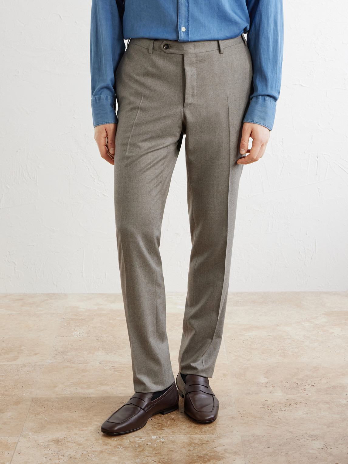 Wool-Flannel Suit Trousers Slim-Fit