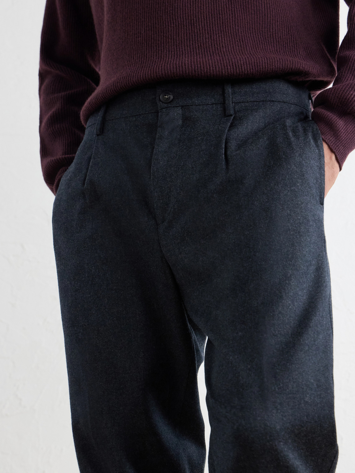 Straight-Leg Wool-Flannel Trousers