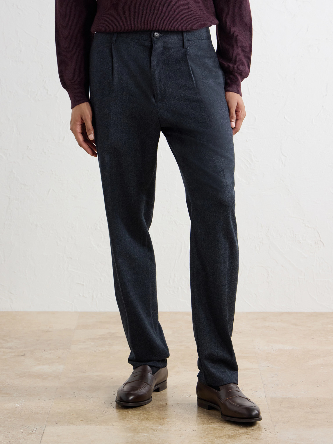 Straight-Leg Wool-Flannel Trousers