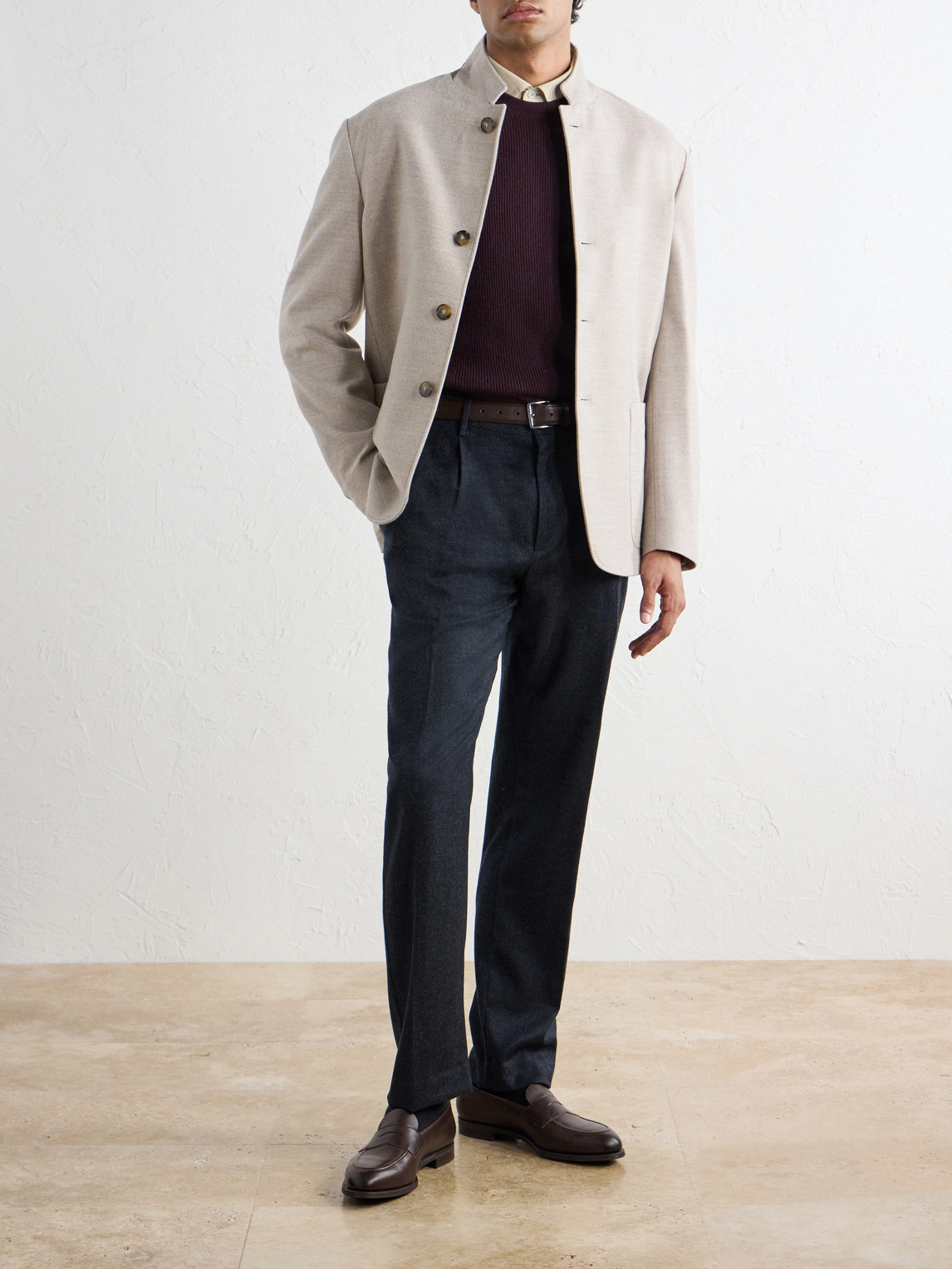 Straight-Leg Wool-Flannel Trousers