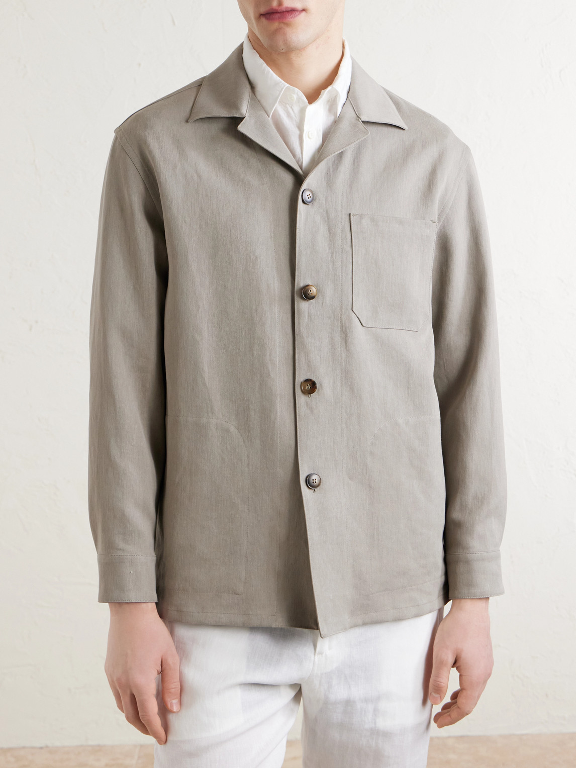  Canali - Linen Overshirt - Men - Neutrals - It 46 