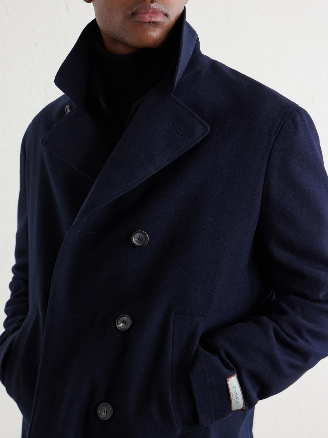 Canali Double-breasted Wool Jacket In Blue