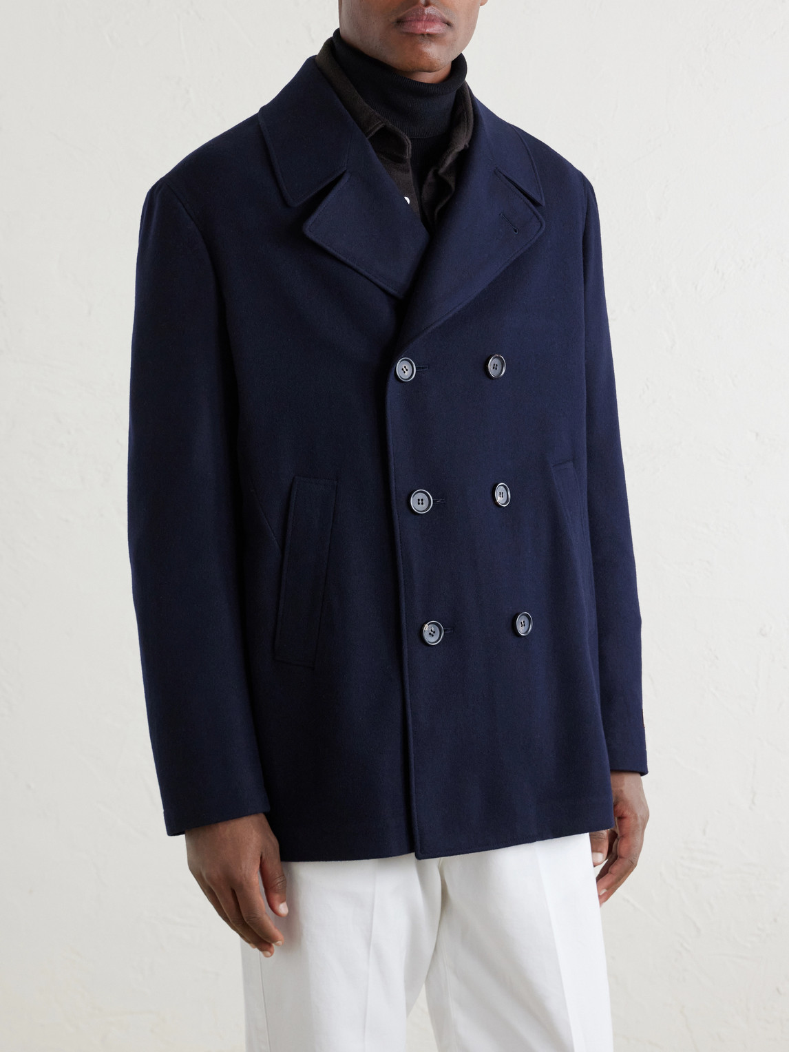 Canali Double-breasted Wool Jacket In Blue