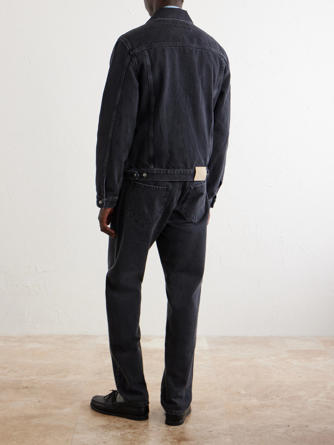 Leather-Trimmed Denim Jacket