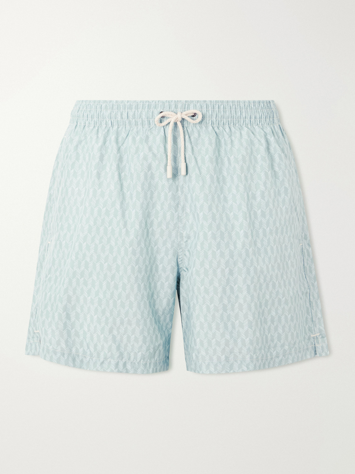 Canali Straight-leg Mid-length Printed Swim Shorts In Blue