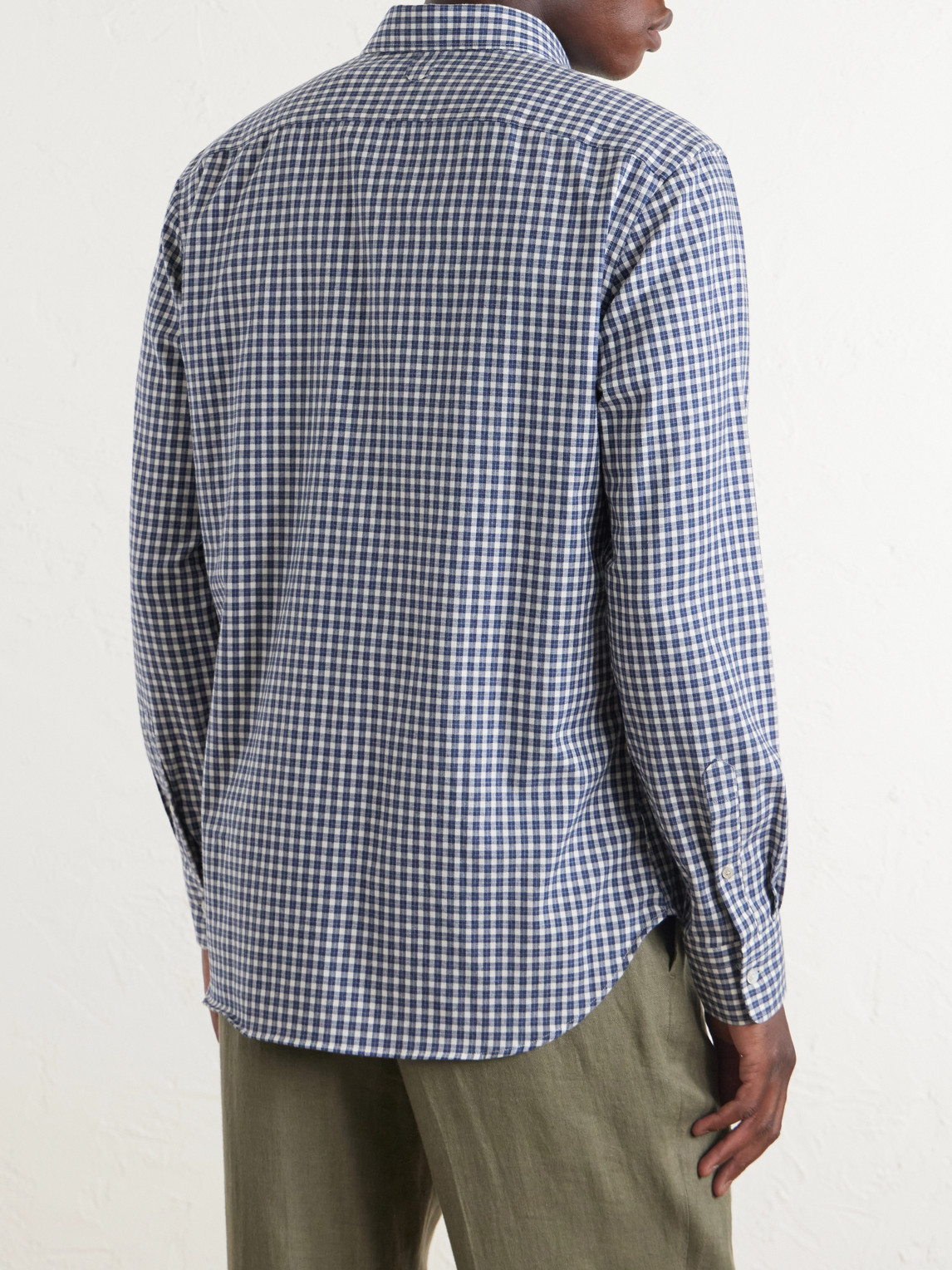 Button-Down Collar Checked Cotton-Flannel Shirt