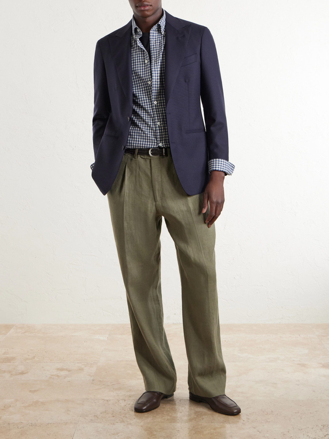 Button-Down Collar Checked Cotton-Flannel Shirt