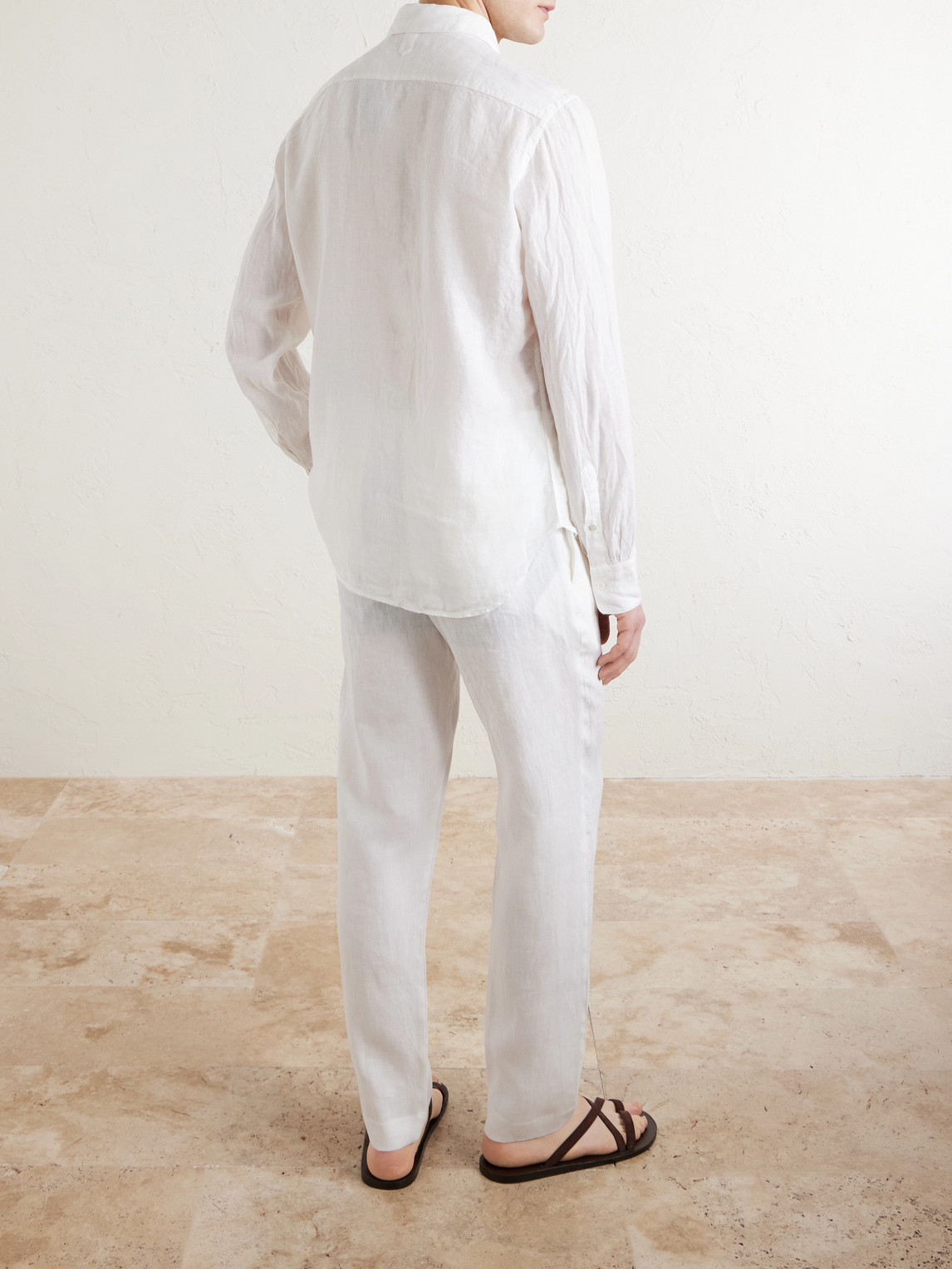 Canali Basic Linen Shirt In White