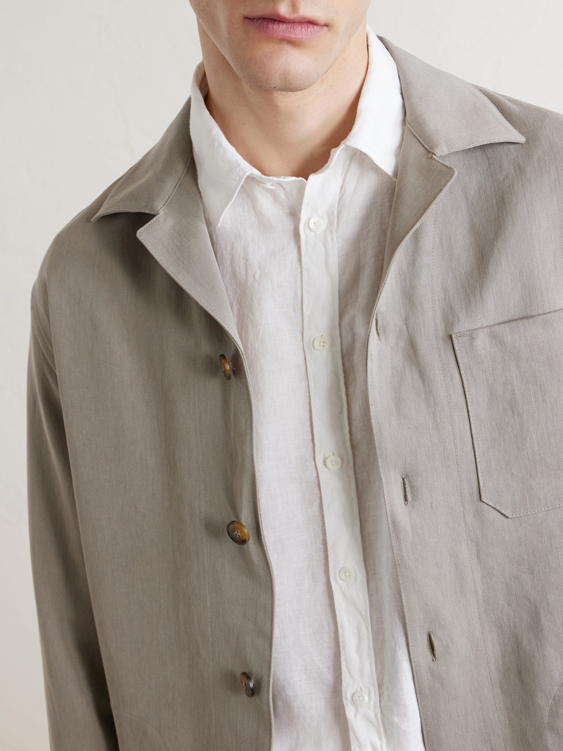 Canali Basic Linen Shirt In White