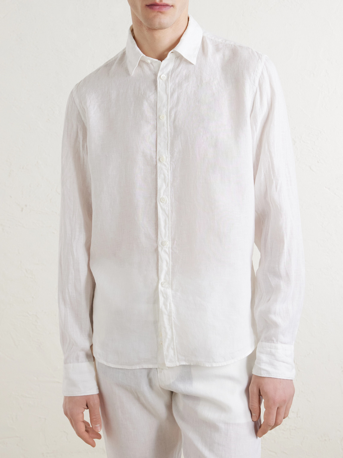Canali Basic Linen Shirt In White