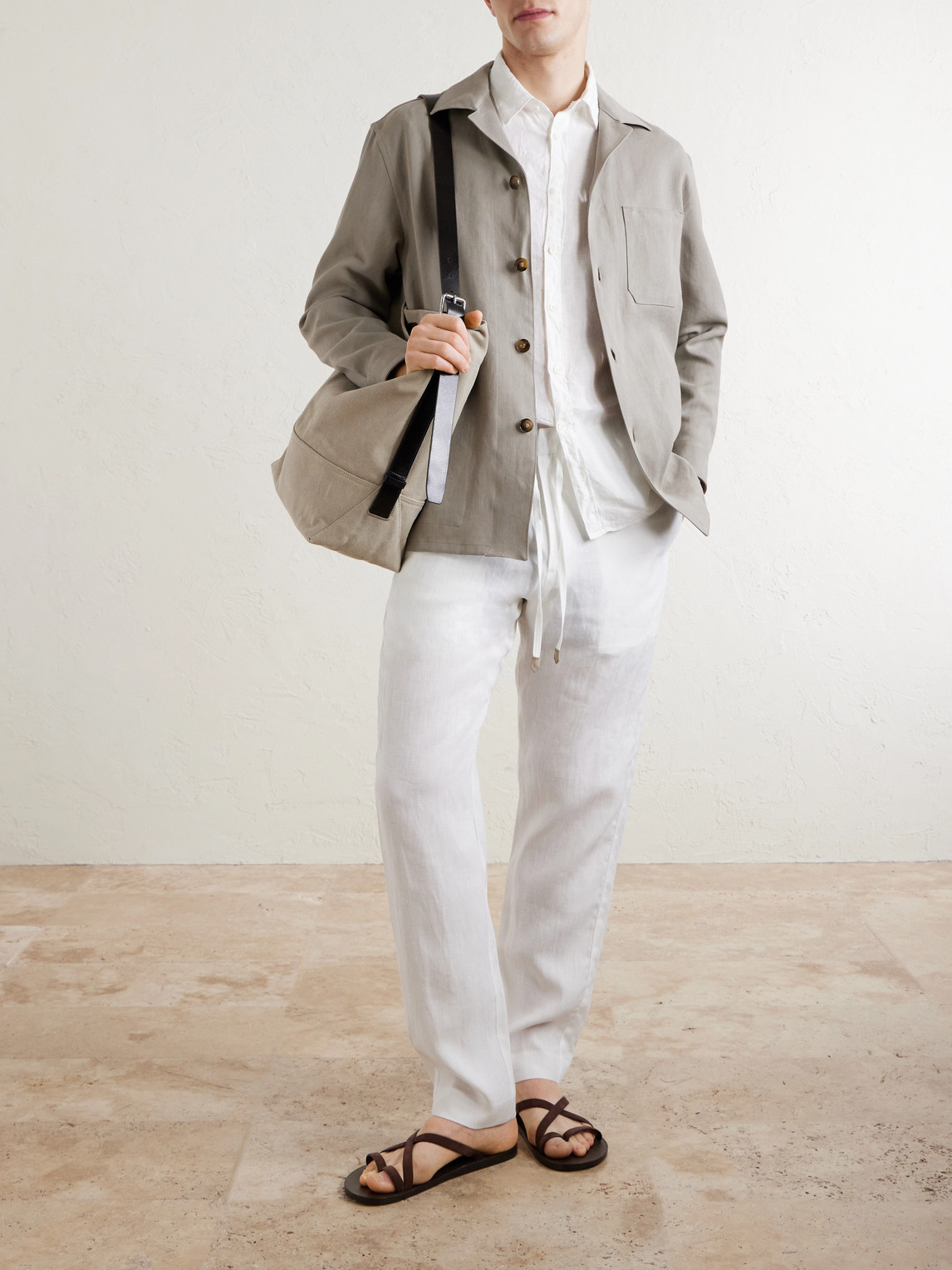 Canali Basic Linen Shirt In White