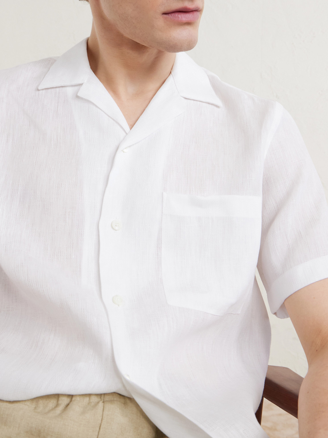 Camp-Collar Linen Shirt
