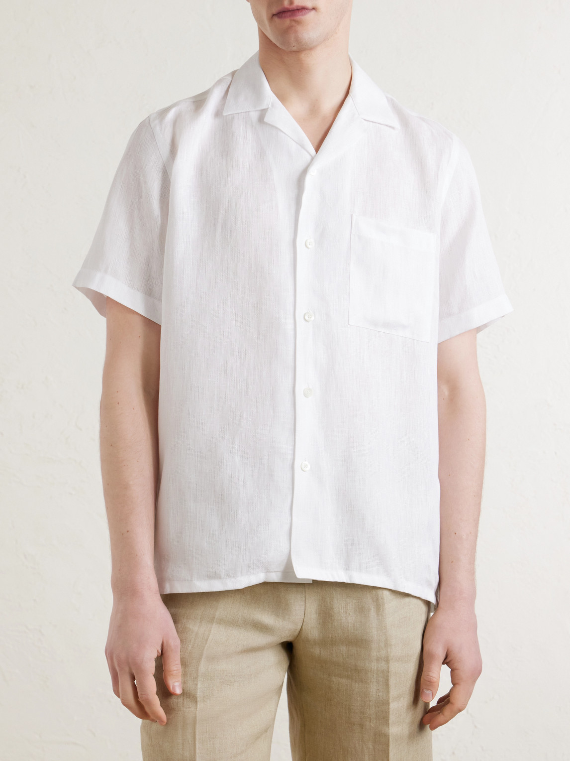  Canali - Camp-collar Linen Shirt - Men - White - S 