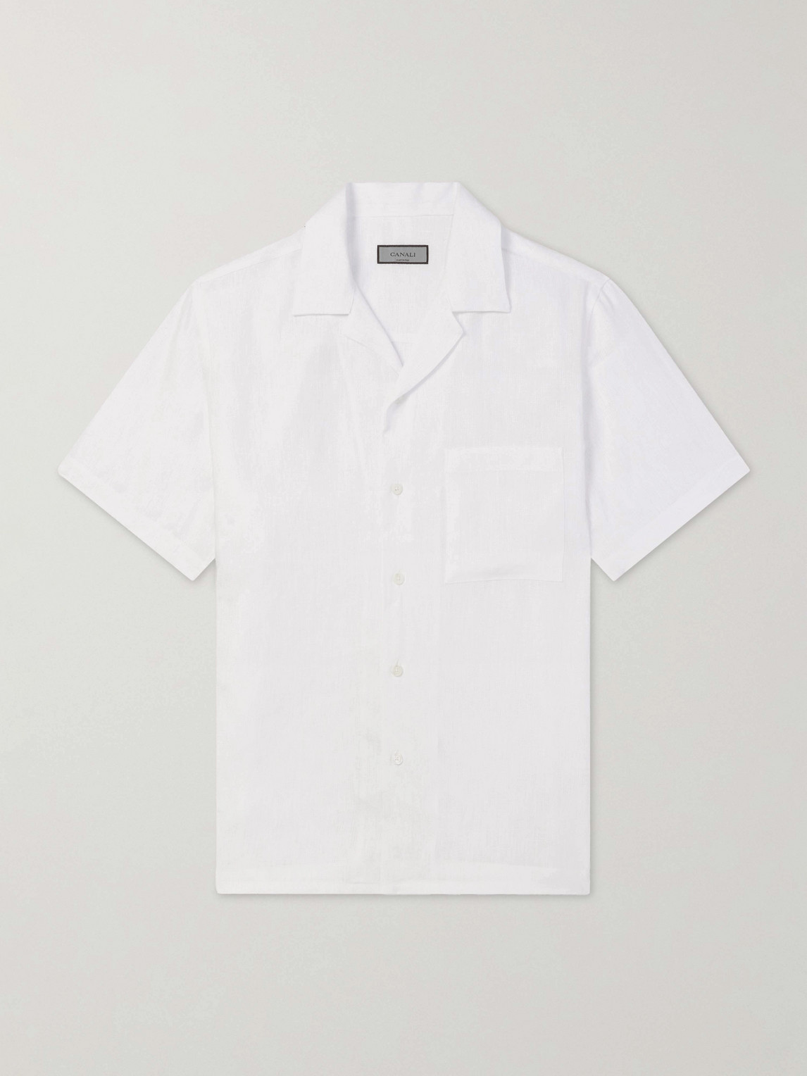 Canali Camp-Collar inen Shirt - Men