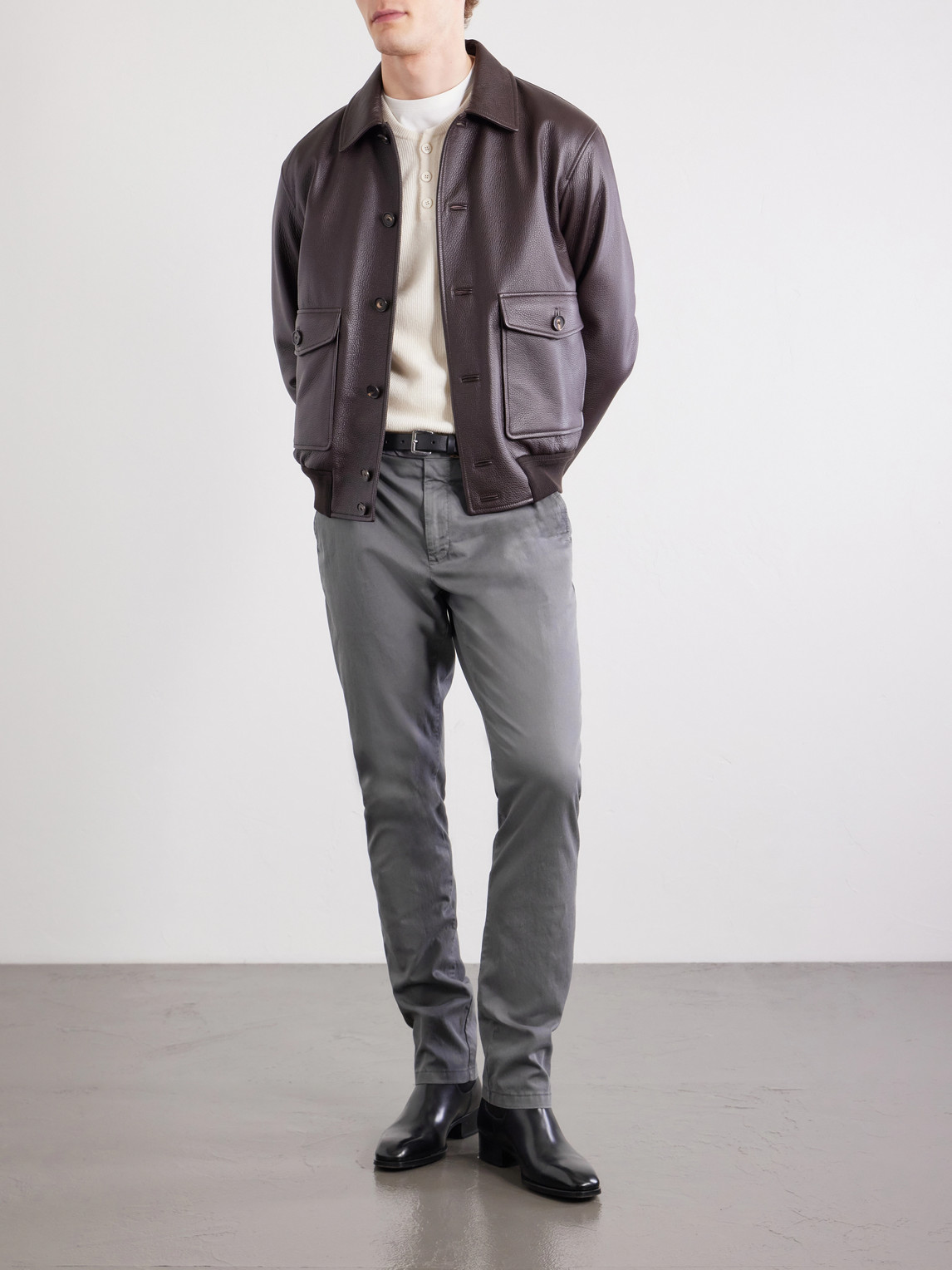 Stretch Cotton-Blend Gabardine Trousers Slim-Fit