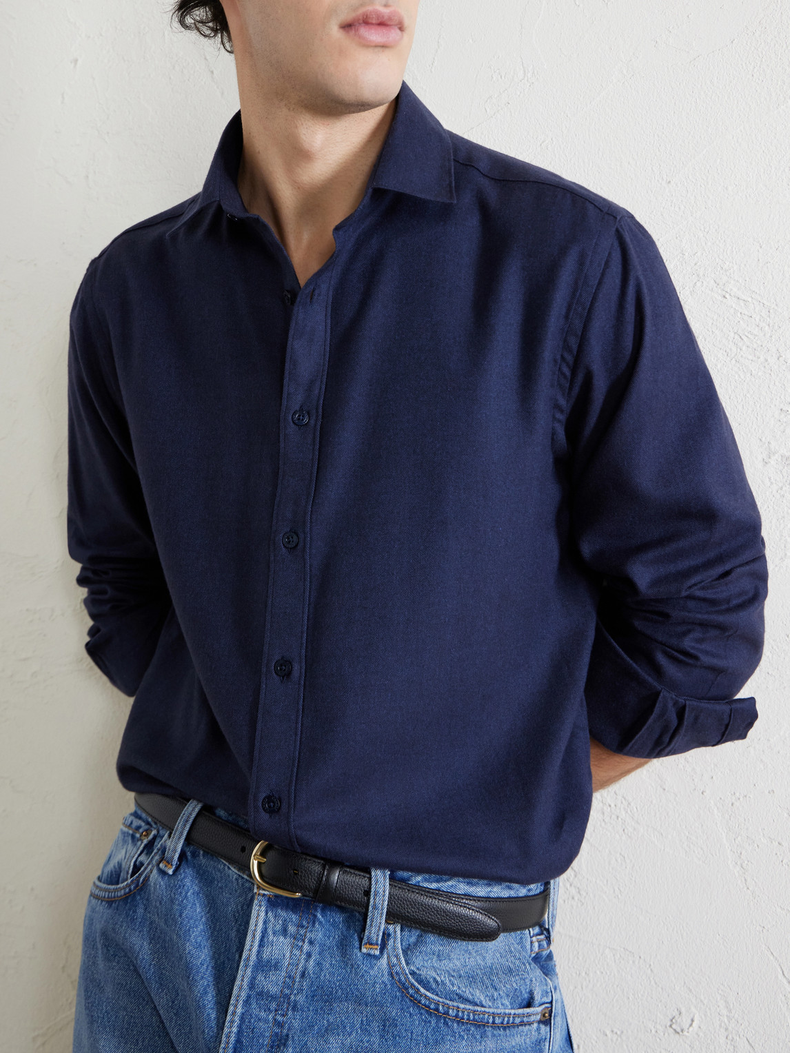 Herringbone Cotton And Lyocell-Blend Shirt
