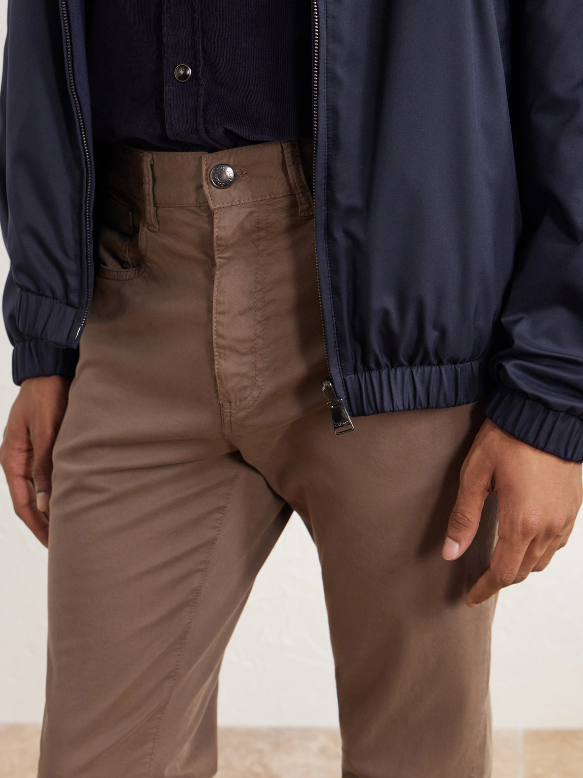 Straight-Leg Cotton-Blend Twill Trousers