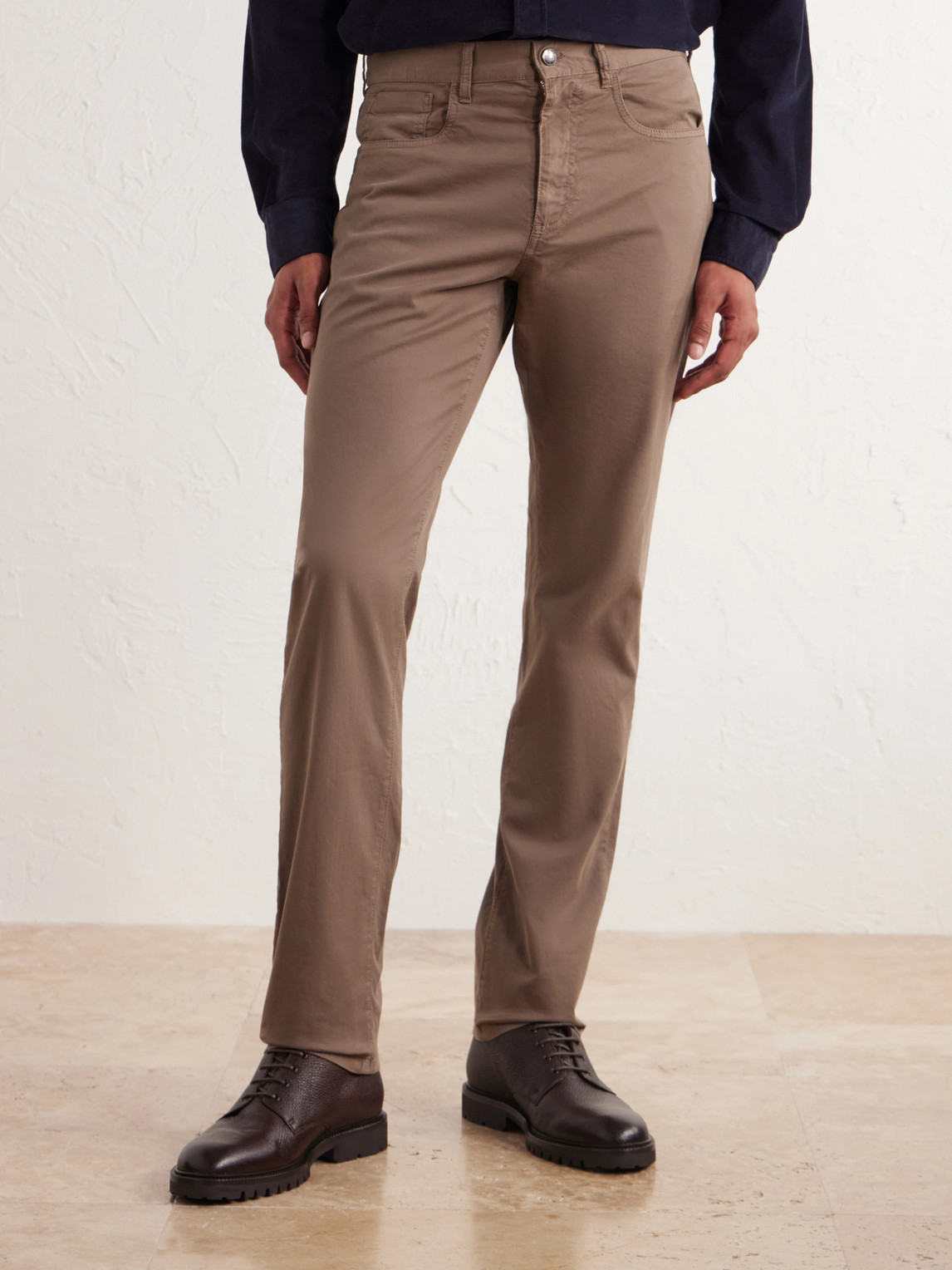 Straight-Leg Cotton-Blend Twill Trousers