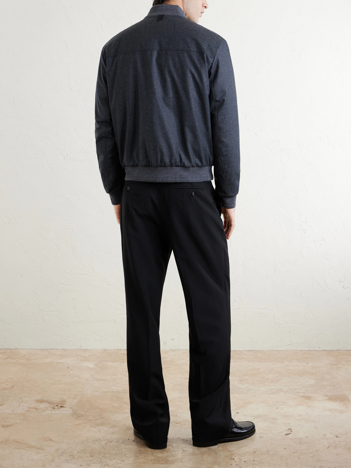 Canali Wool Bomber Jacket In Black