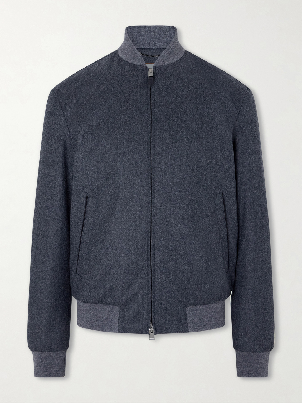 Canali Wool Bomber Jacket In Black