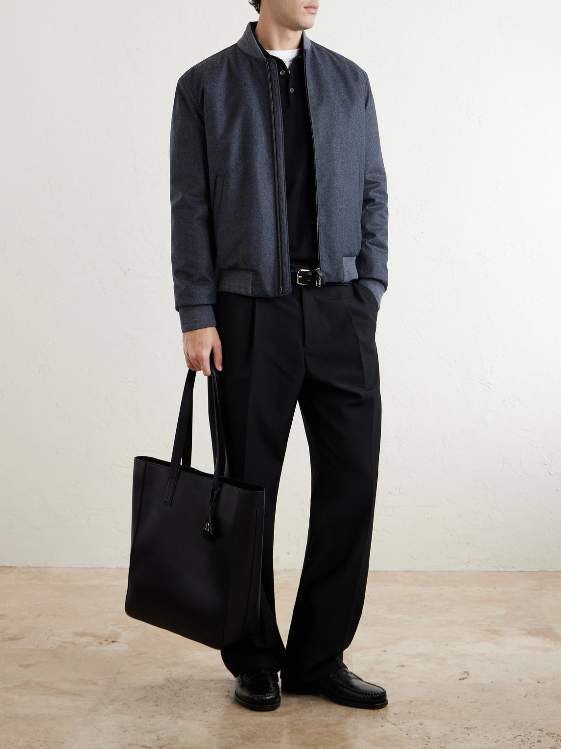 Canali Wool Bomber Jacket In Black