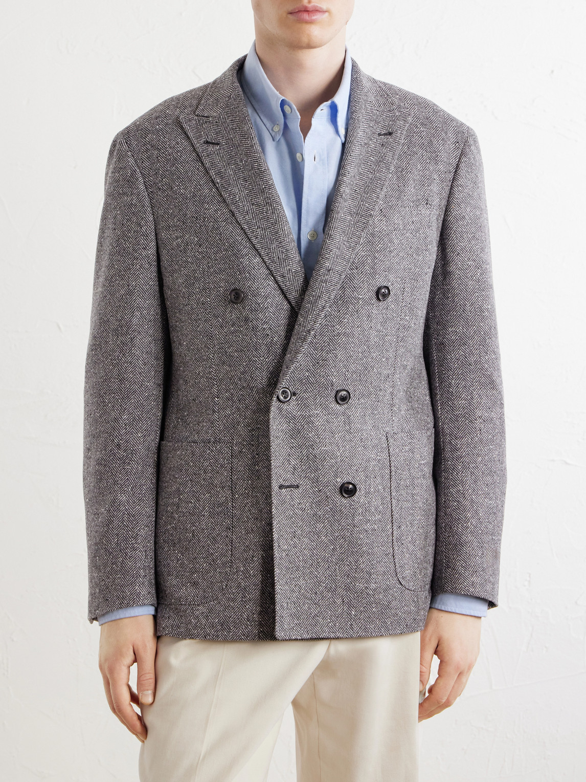 Canali Kei Double-Breasted Herringbone Wool and Cashmere-Blend Suit Jacket - Men | Thumbnail 3 Canali Kei Double-Breasted Herringbone Wool and Cashmere-Blend Suit Jacket - Men | Thumbnail 3