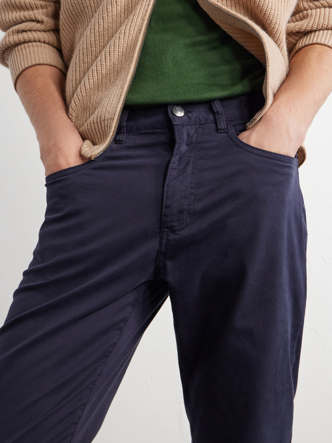 Tapered Cotton-Blend Twill Trousers