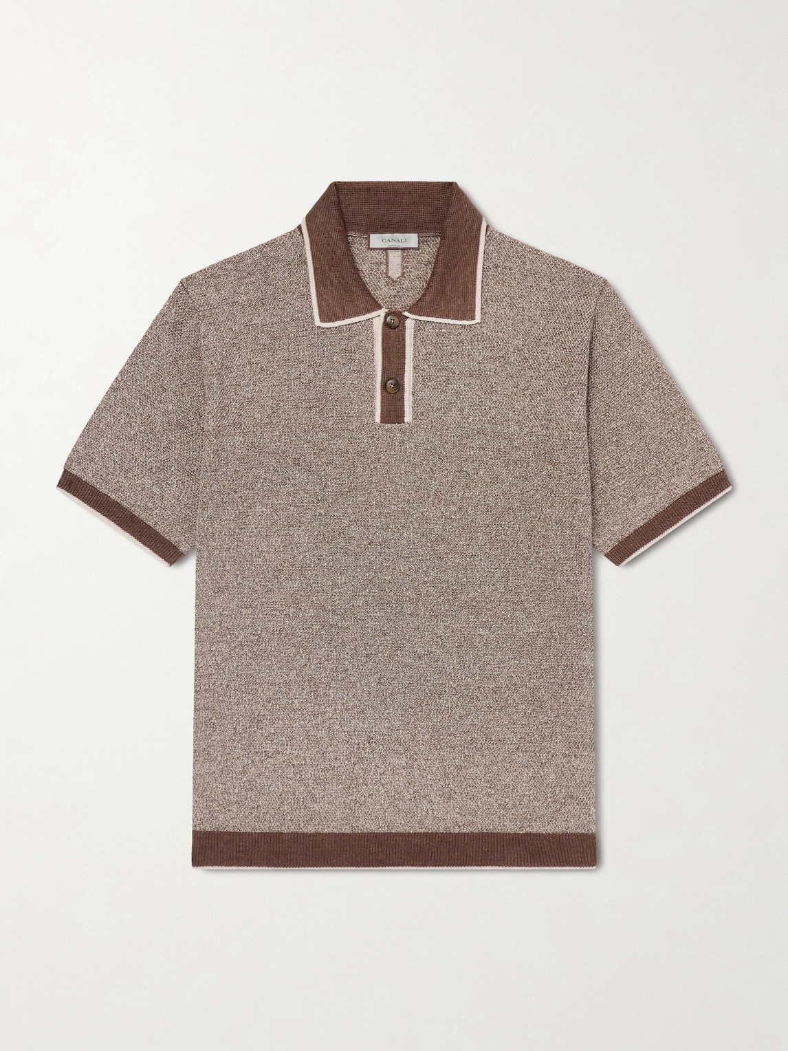 Canali Linen, Silk, Cotton and Modal-Blend Terry Polo Shirt IT 52
