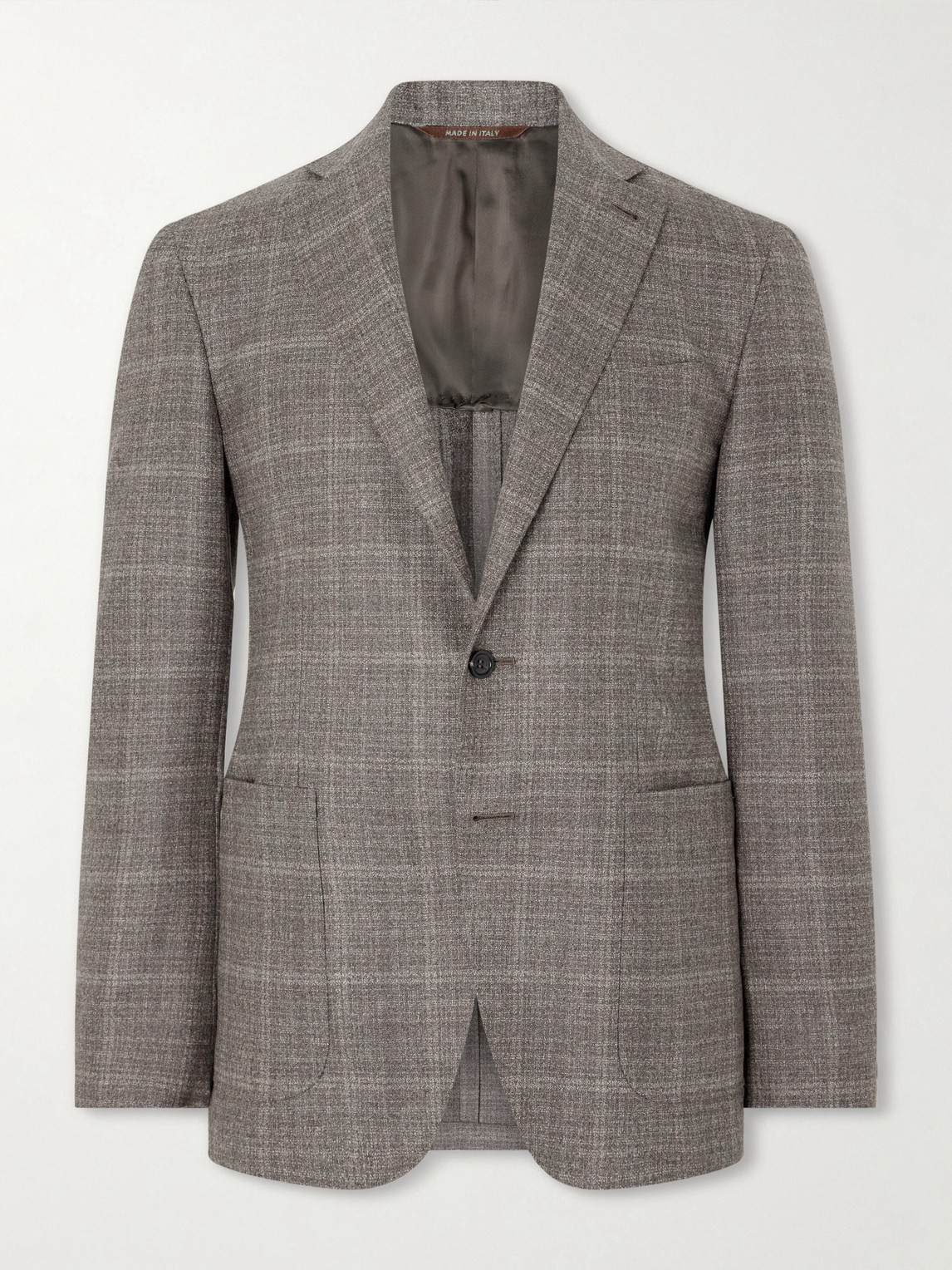 Canali Kei Prince of Wales Checked Linen Suit Jacket IT 48