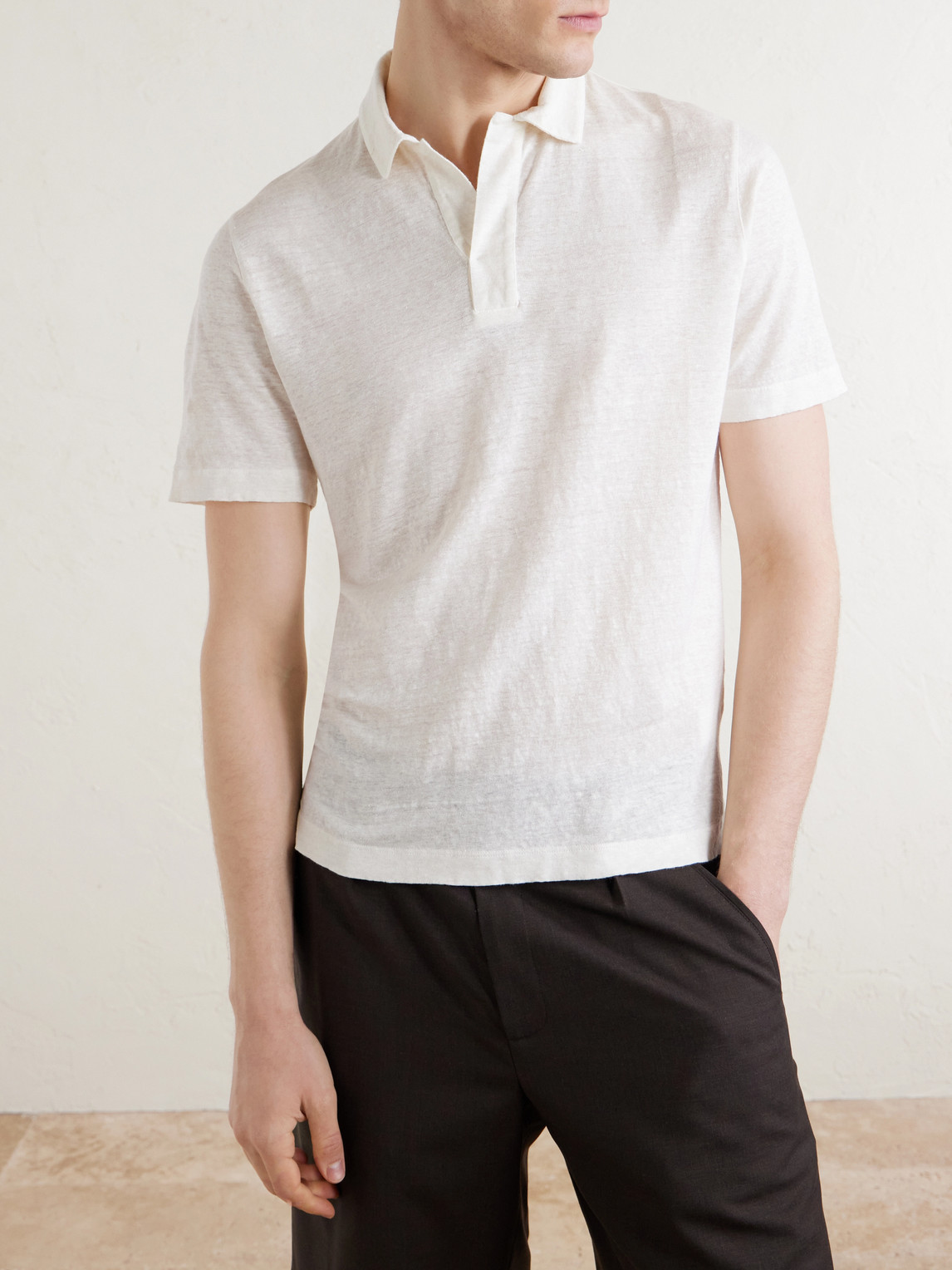  Canali - Linen Polo Shirt - Men - White - It 46 