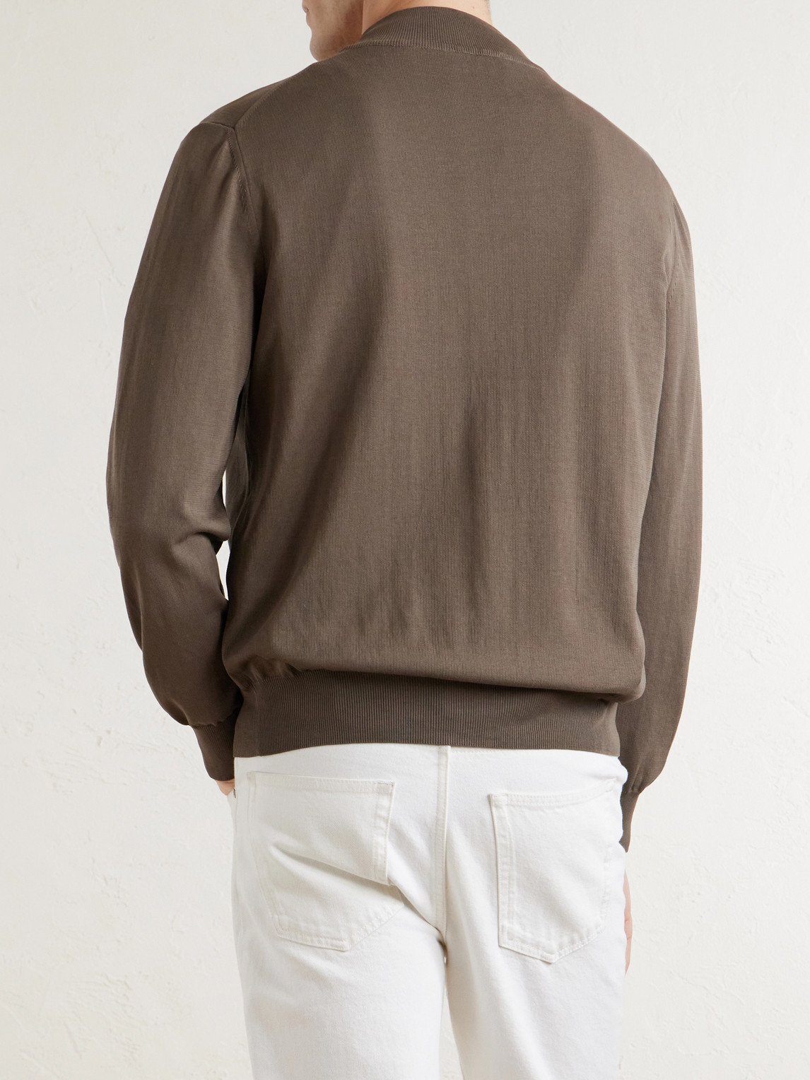 Slim-Fit Cotton Zip-Up Sweater