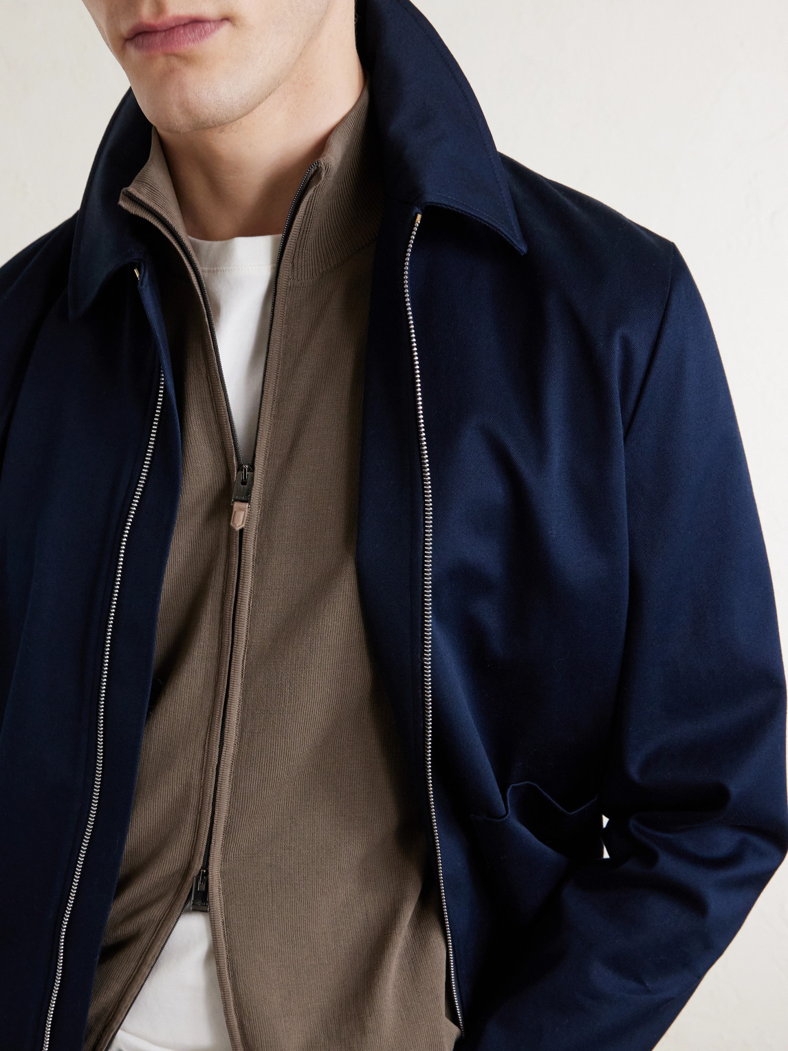Slim-Fit Cotton Zip-Up Sweater