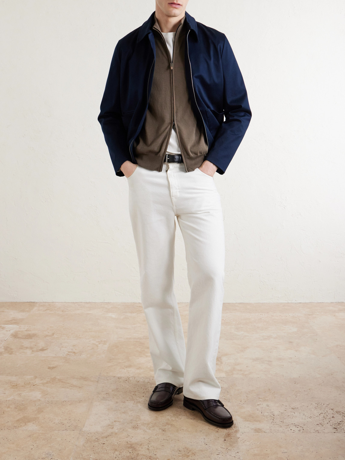 Slim-Fit Cotton Zip-Up Sweater