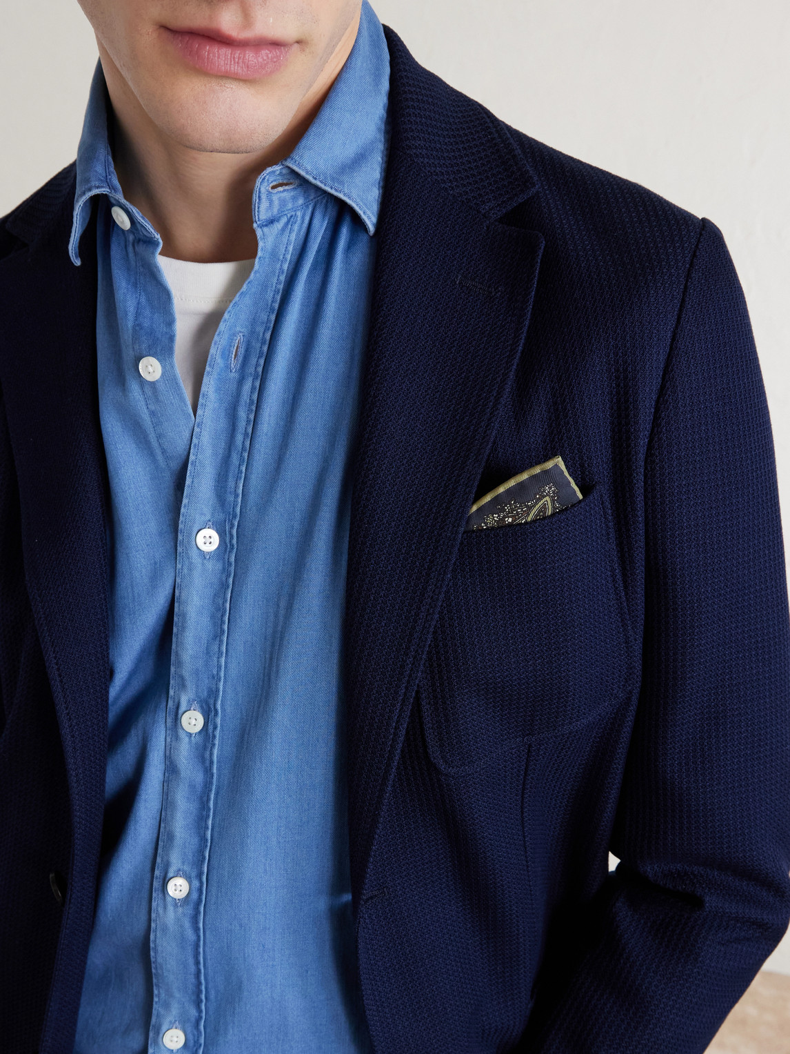 Textured-Cotton Blazer