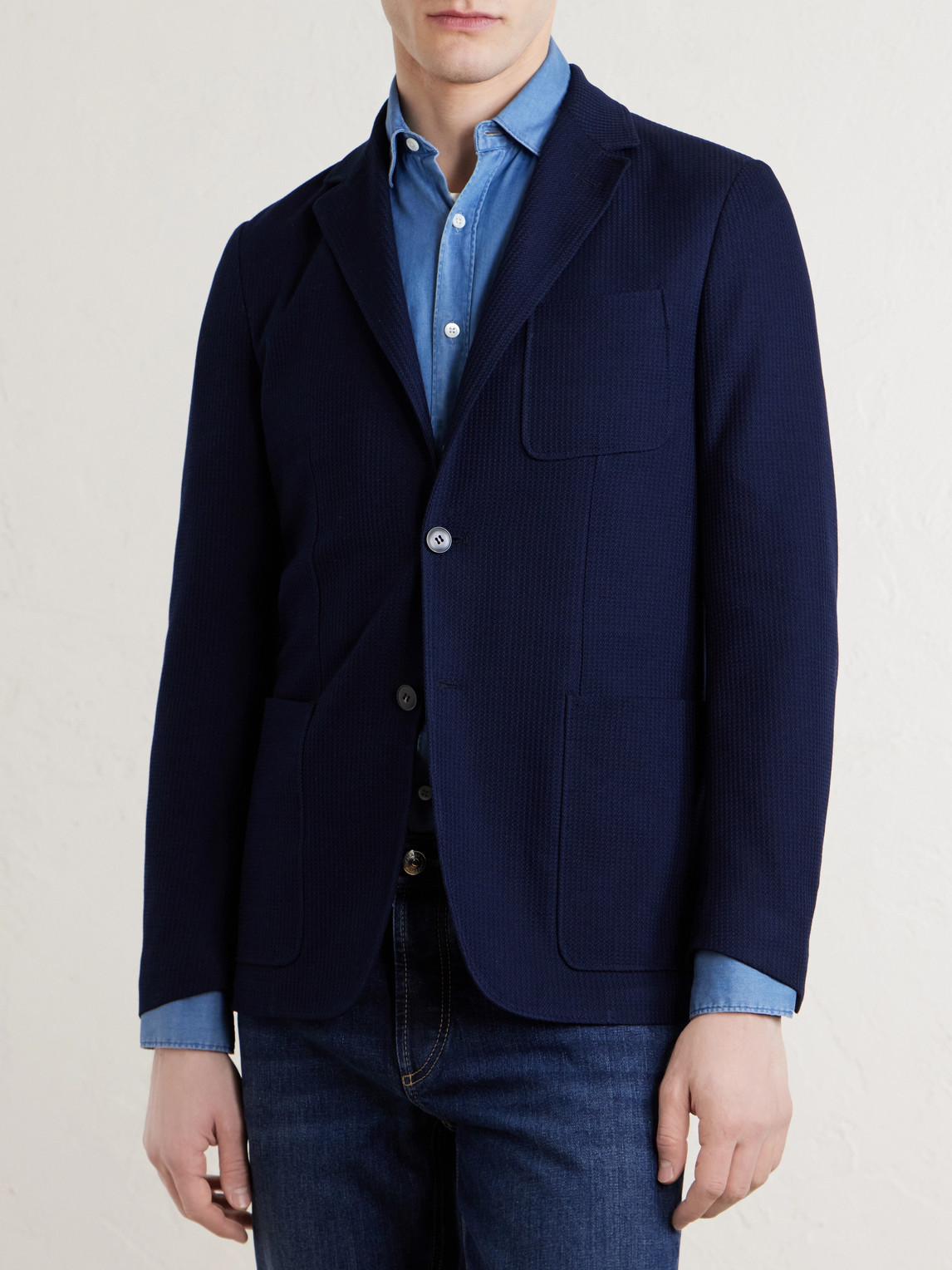 Textured-Cotton Blazer