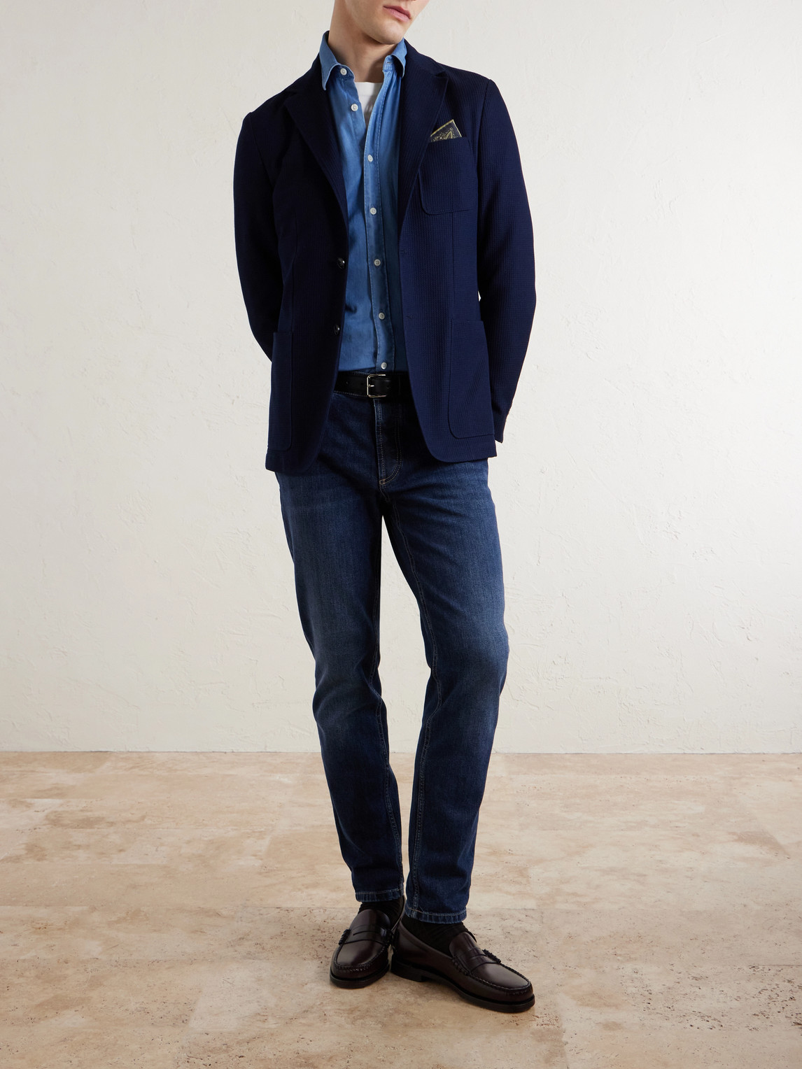Textured-Cotton Blazer