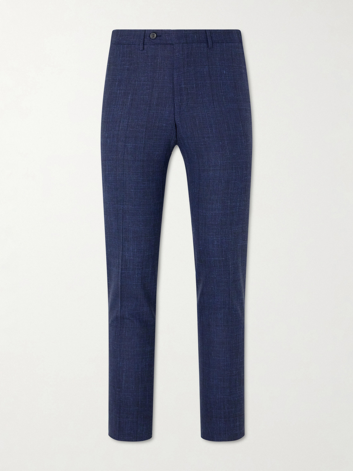 Canali Travel Straight-leg Wool, Silk And Linen-blend Suit Trousers In Blue