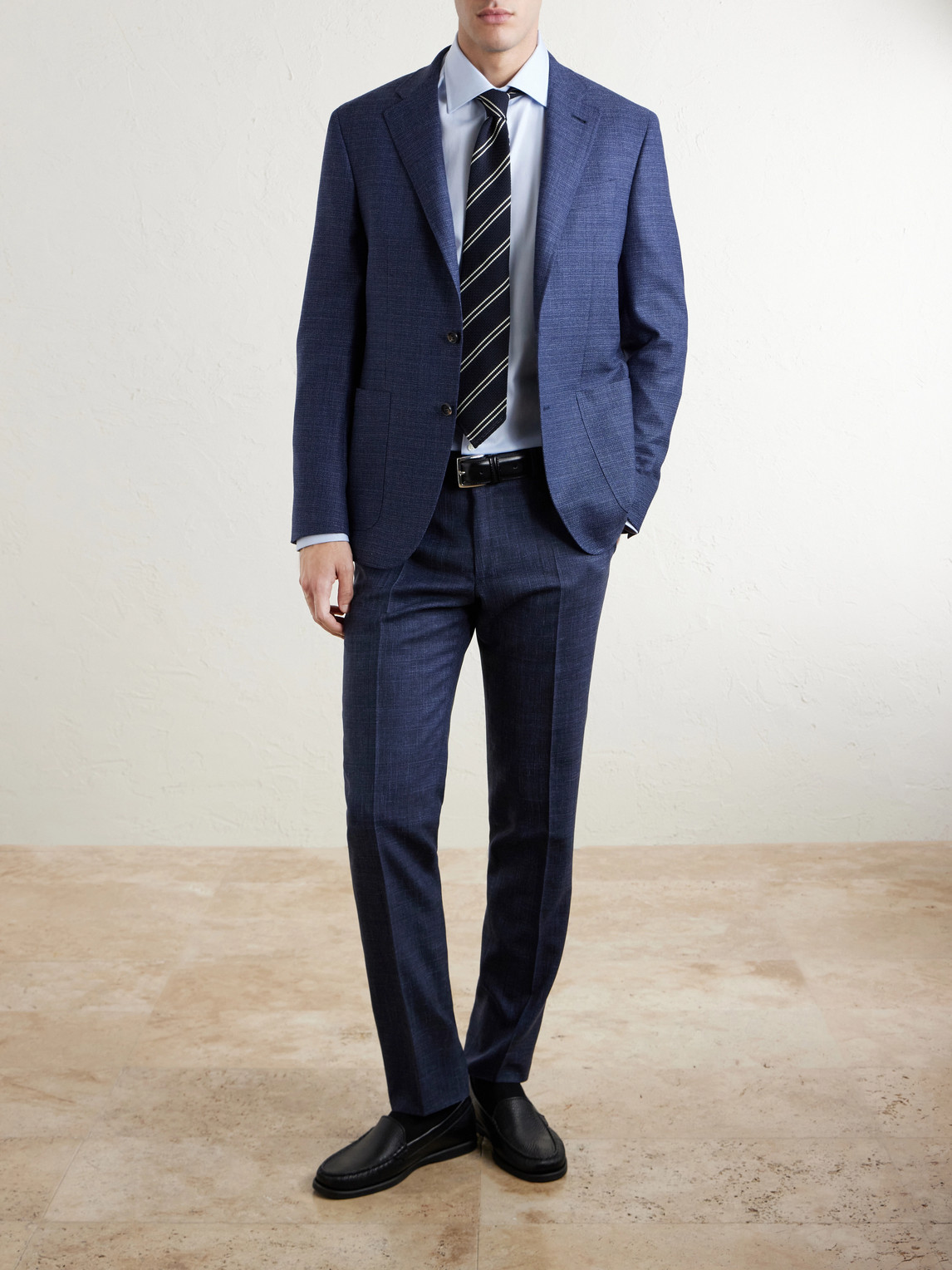 Travel Straight-Leg Wool, Silk And Linen-Blend Suit Trousers