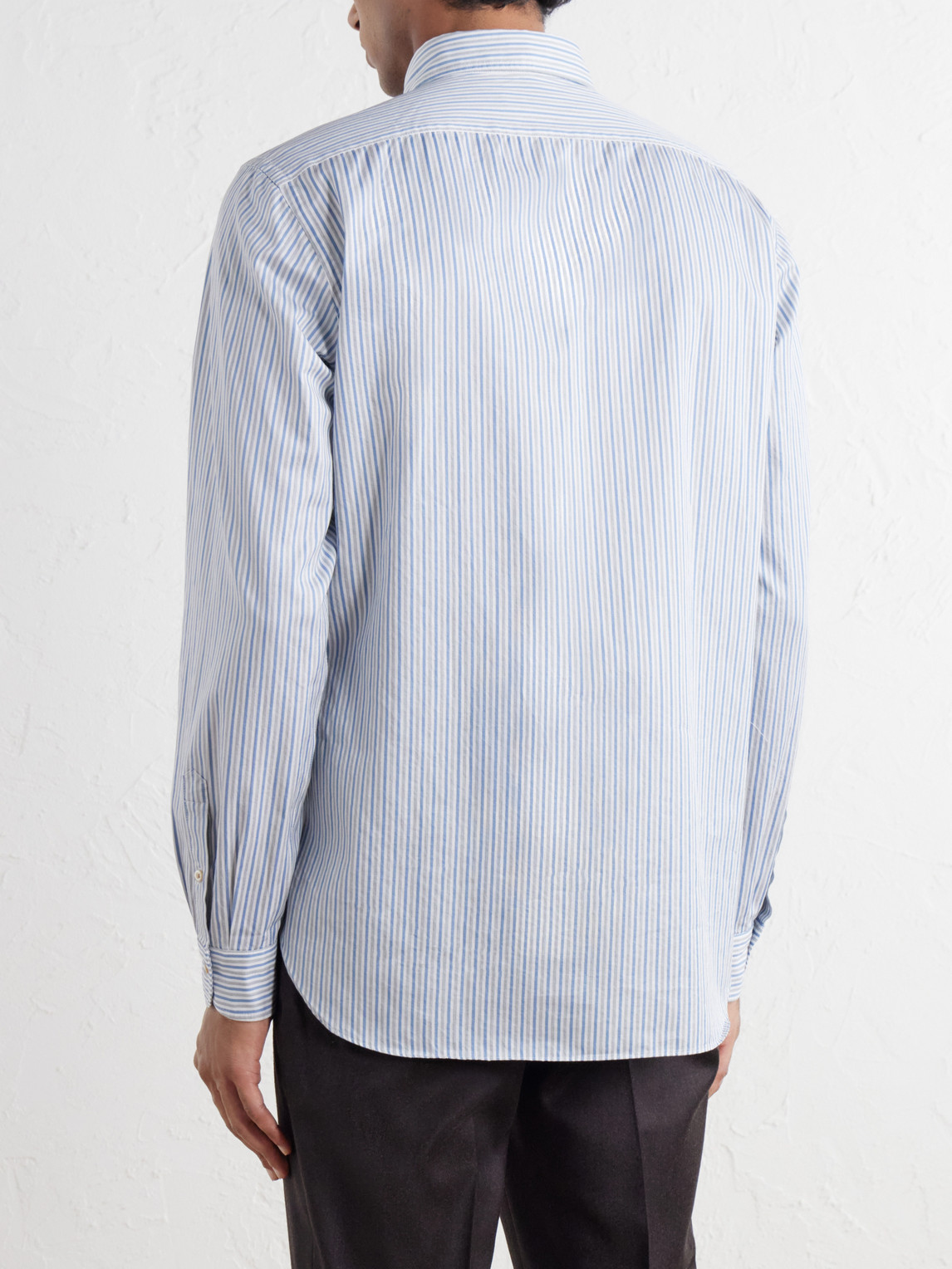 Button-Down Collar Striped Cotton Shirt