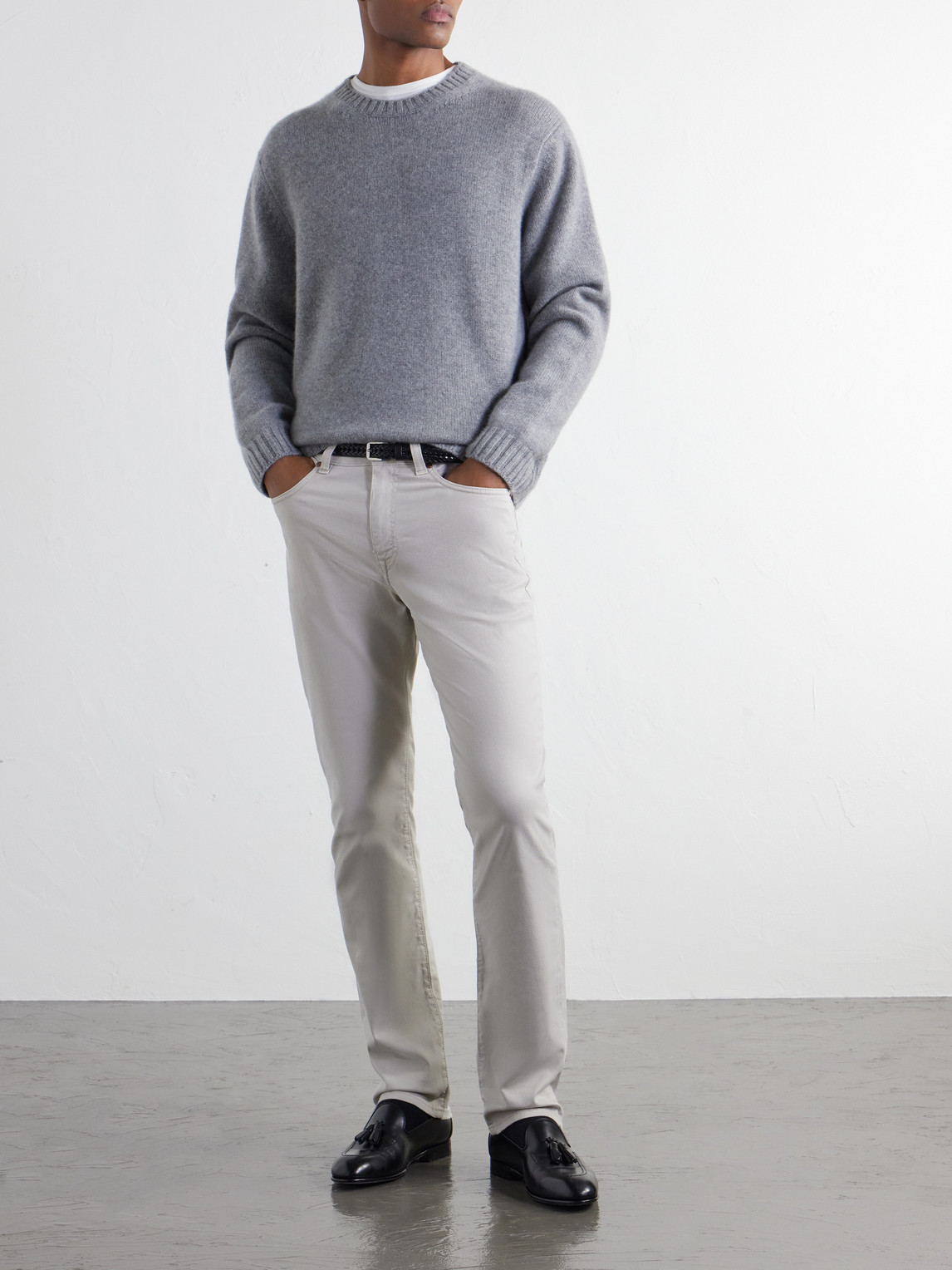 Straight-Leg Garment-Dyed Cotton-Blend Twill Trousers