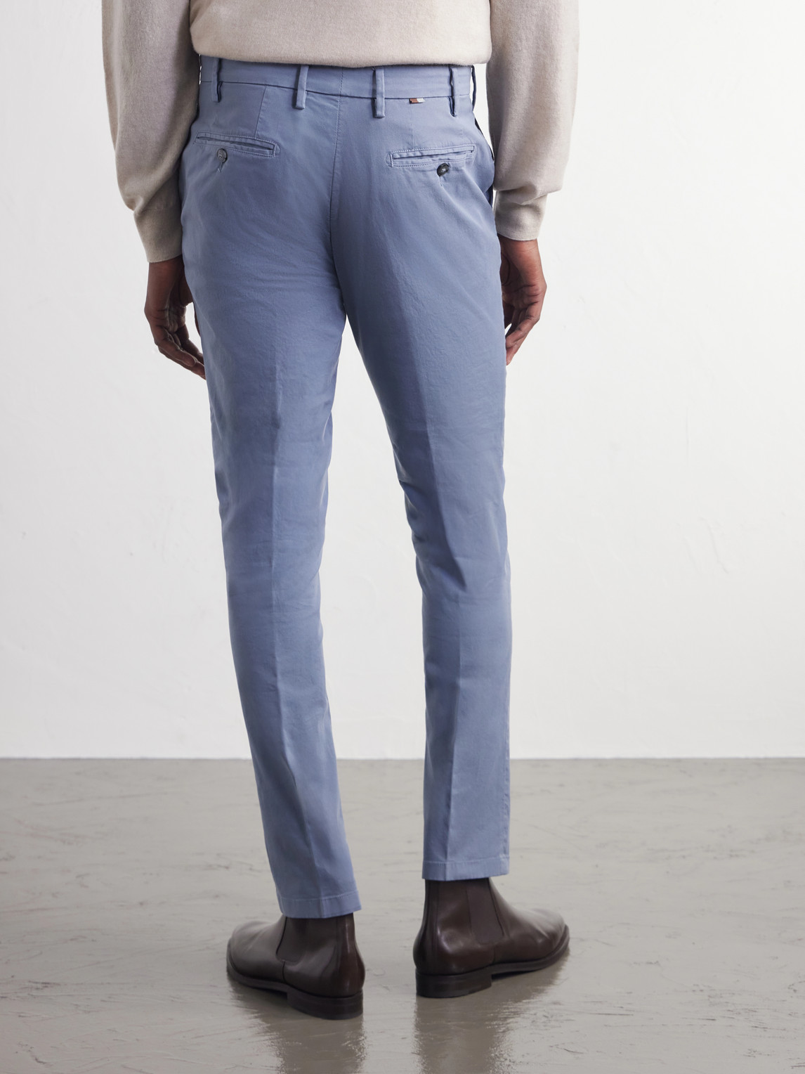 Straight-Leg Stretch-Cotton Twill Trousers