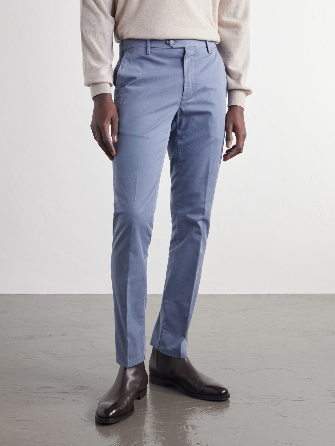 Straight-Leg Stretch-Cotton Twill Trousers