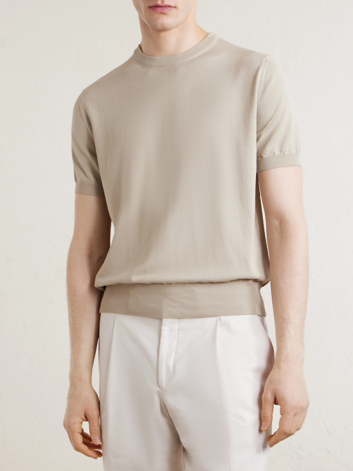  Canali - Knitted Cotton T-shirt - Men - Neutrals - It 48 