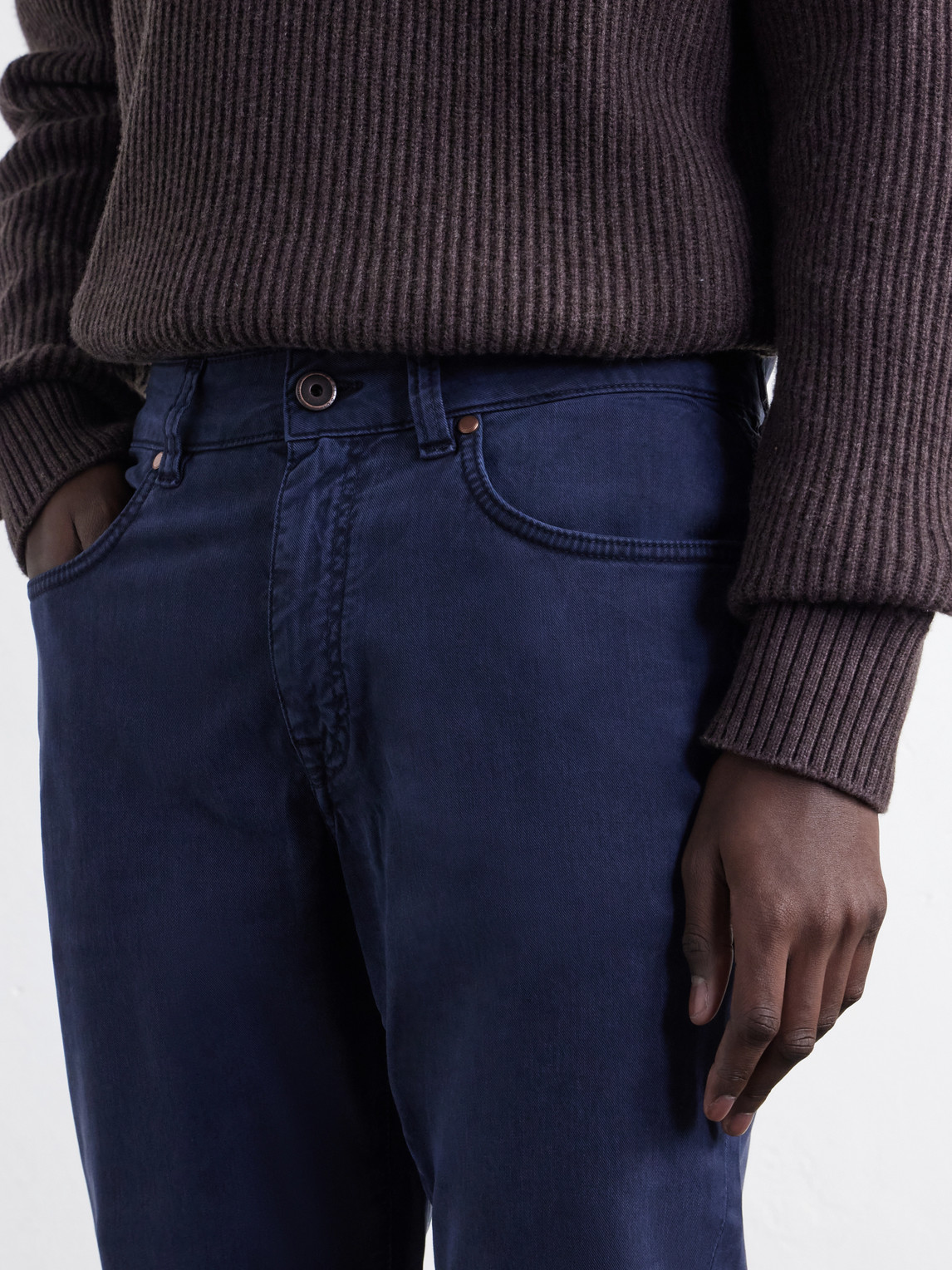 Straight-Leg Garment-Dyed Cotton-Blend Twill Trousers