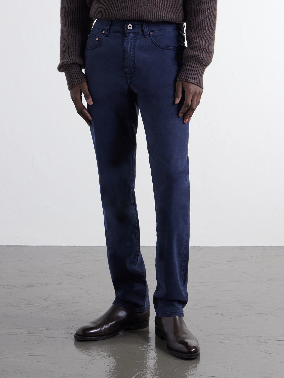 Straight-Leg Garment-Dyed Cotton-Blend Twill Trousers