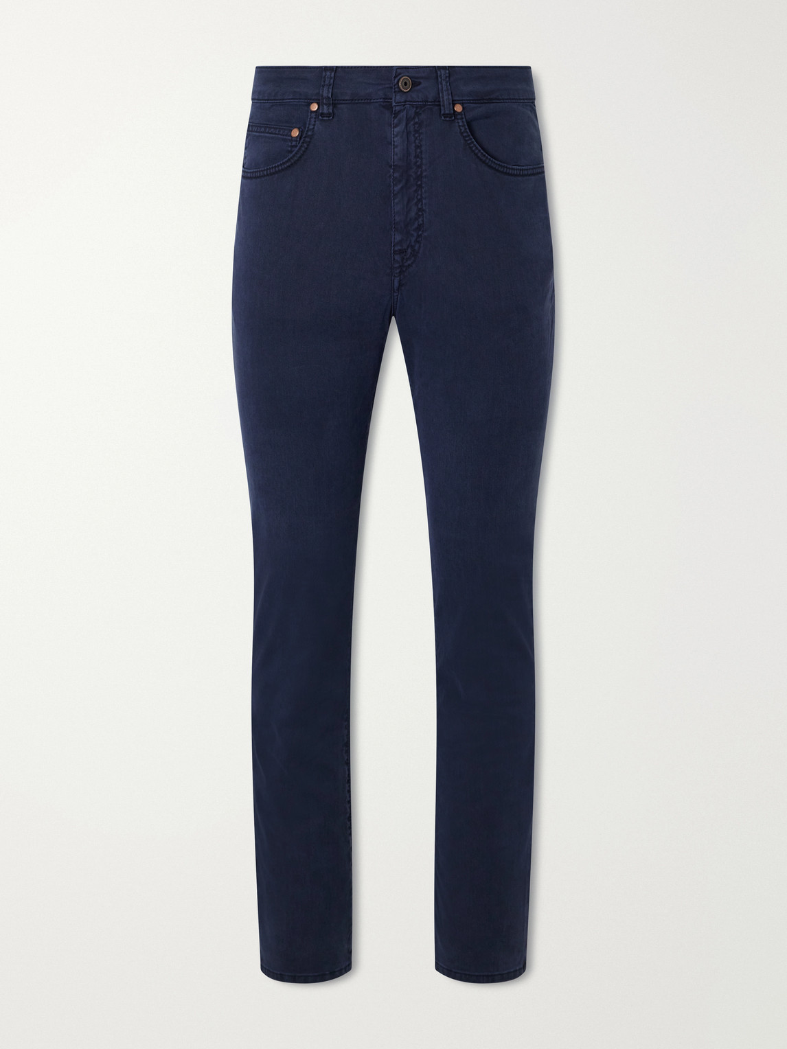 Straight-Leg Garment-Dyed Cotton-Blend Twill Trousers