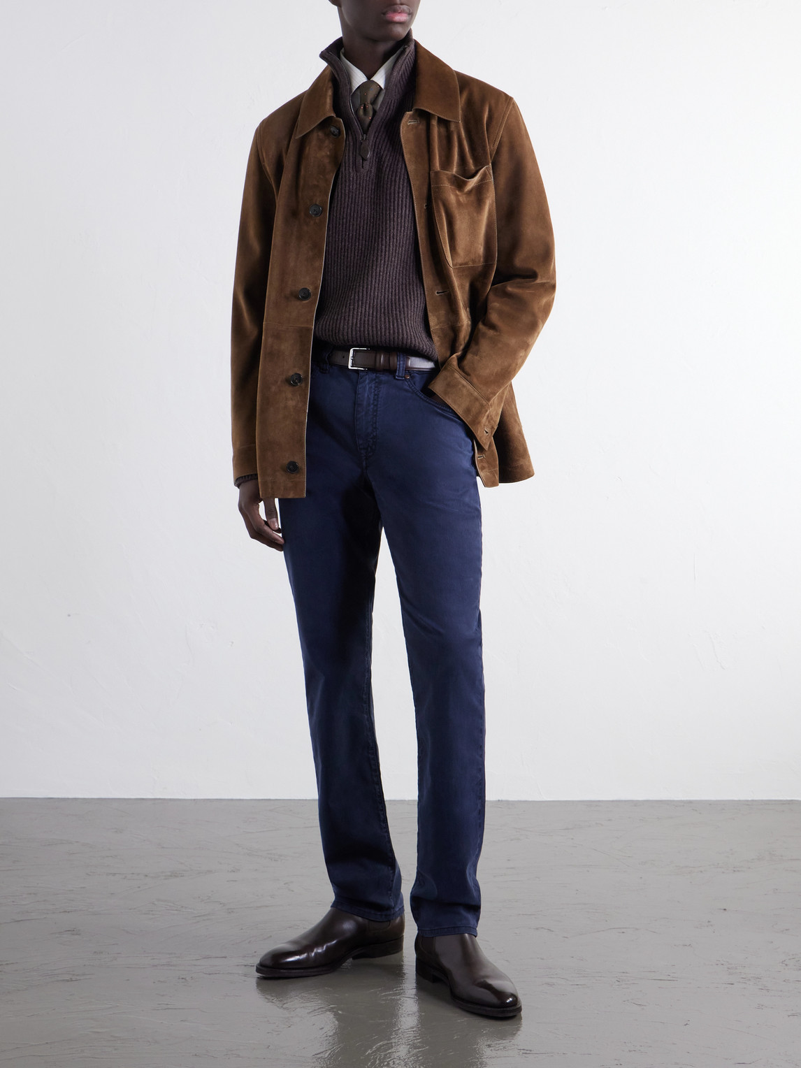 Straight-Leg Garment-Dyed Cotton-Blend Twill Trousers